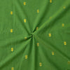 Pure Cotton Handloom Green With Golden Zari  Motif Hand Woven Fabric