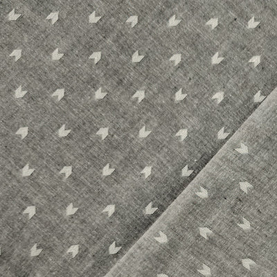 Pure Cotton Handloom Grey With White Small Arrowhead Motifs Fabric
