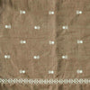 Pure Cotton Handloom Light Brown With White Flower Motif   Emboriderey Hand Woven Fabric