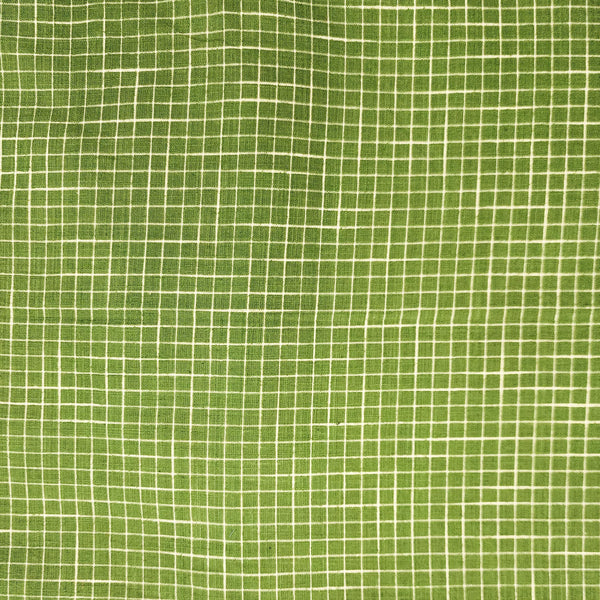 ( Pre-Cut 1.25 Meter ) Pure Cotton Handloom Light Green Small Checks Hand Woven Fabric