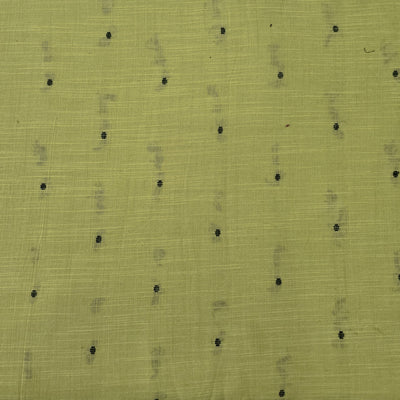 Pure Cotton Handloom Light Green With Dark Green Dots Hand Woven Fabric