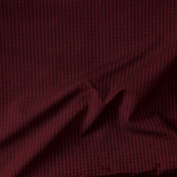 Pure Cotton Handloom Maroon With Black Self Design Small Checks Hand Woven Fabric