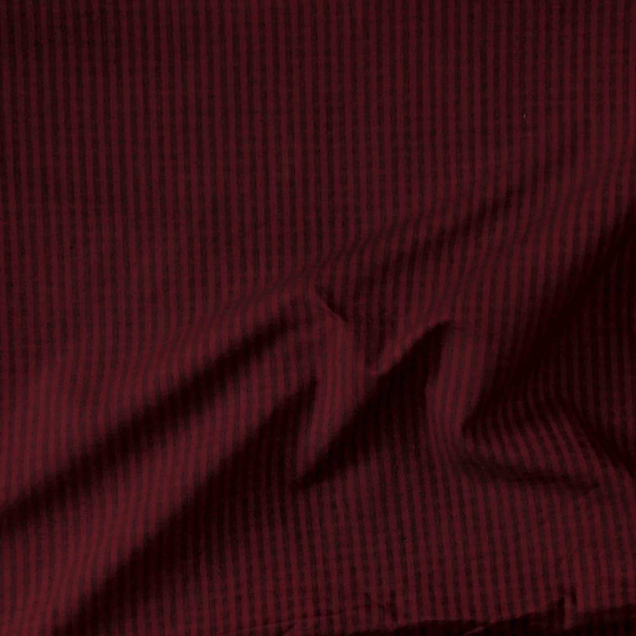 Pre Cut (1 Meter ) Pure Cotton Handloom Maroon With Black Self Design ...