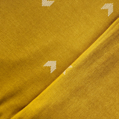 Pure Cotton Handloom Mustard  With White Arrowhead Motifs Fabric