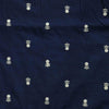 Pure Cotton Handloom Navy Blue With Flower Motif   Emboriderey Hand Woven Fabric