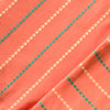 (Pre-Cut 1.50 Meter ) Pure Cotton Handloom Peach Orange With Teal Green Cream Triangle Stripes Motifs