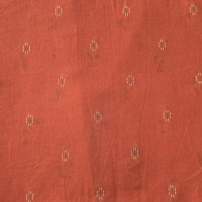 Pure Cotton Handloom Peach With White Design Hand Woven Fabric