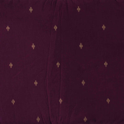 ( Pre-Cut 0.90 Meter ) Pure Cotton Handloom Purple With Cream Small Plus Hand Woven Fabric