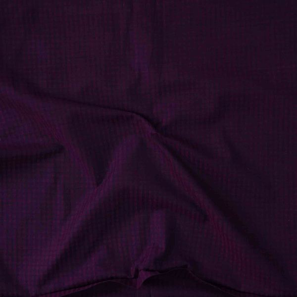 Pure Cotton Handloom Purple With Self Design Small Checks Hand Woven Fabric