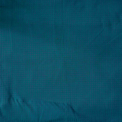 Pure Cotton Handloom Teal Blue With Self Design Small Checks Hand Woven Fabric