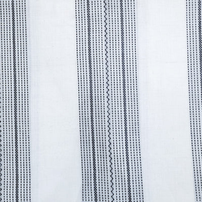 ( Pre-Cut 1.60 Meter ) Pure Cotton Handloom White With Black Border Hand Woven Fabric