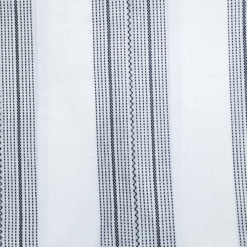 ( Pre-Cut 1.60 Meter ) Pure Cotton Handloom White With Black Border Hand Woven Fabric