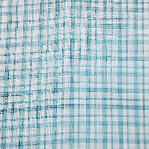 Pure Cotton Handloom White With Blue Small Checks Hand Woven Fabric