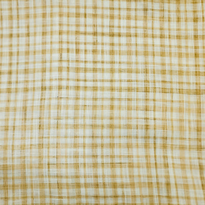 Pure Cotton Handloom  White With Brown Small Checks Hand Woven Fabric