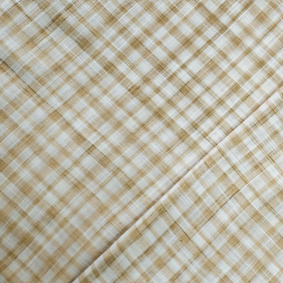 Pure Cotton Handloom  White With Brown Small Checks Hand Woven Fabric