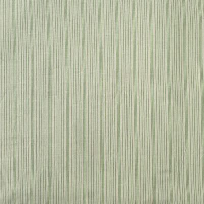 Pure Cotton Handloom White With Green Stripes Hand Block Print Fabric
