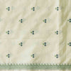 Pure Cotton Handloom White With Grey And Mint Green  Emboriderey Hand Woven Fabric