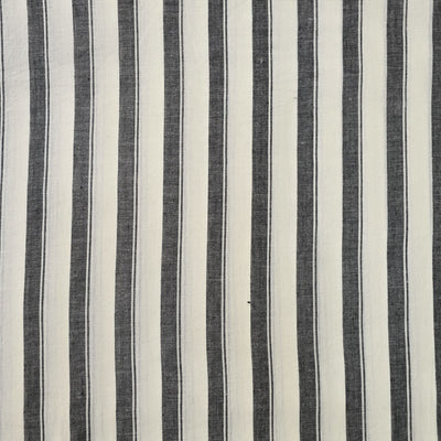 Pure Cotton Handloom White With Grey Stripes Hand Woven Fabric