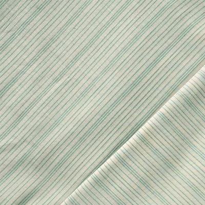 Pure Cotton Handloom White With Light Blue Stripes Hand Woven  Fabric