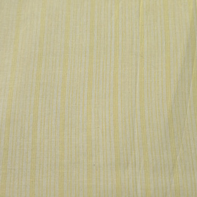 Pure Cotton Handloom White With Light Mustard Stripes Hand Woven Fabric