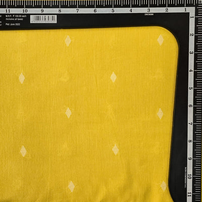 Pure Cotton Handloom Yellow With Cream Motif  Hand Woven Fabric