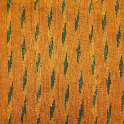 Pure Cotton Ikkat Mustard With Green Hand Woven Fabric