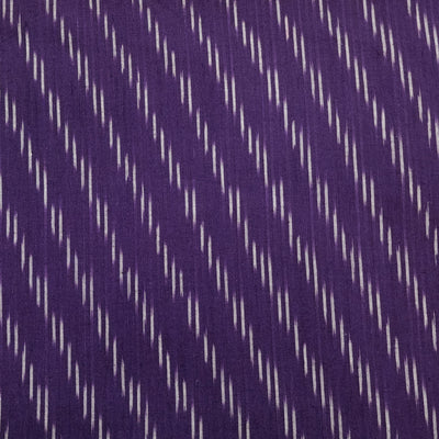 Pure Cotton Ikkat Purple With White  Horizontal Dash Line Hand Woven Fabric