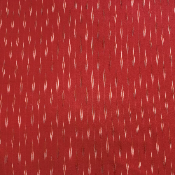 ( Pre-Cut 1.90 Meter ) Pure Cotton Ikkat Red With Cream Up And Down Stripes Woven Fabric