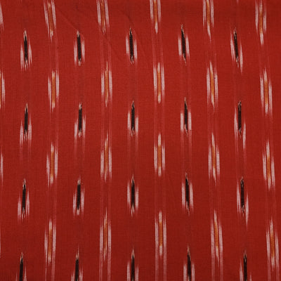 Pure Cotton Ikkat Red With Two  Different Spots Hand Woven Fabric