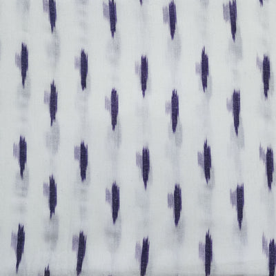 Pure Cotton Ikkat White With Dark Navy Blue Spots Hand Woven Fabric