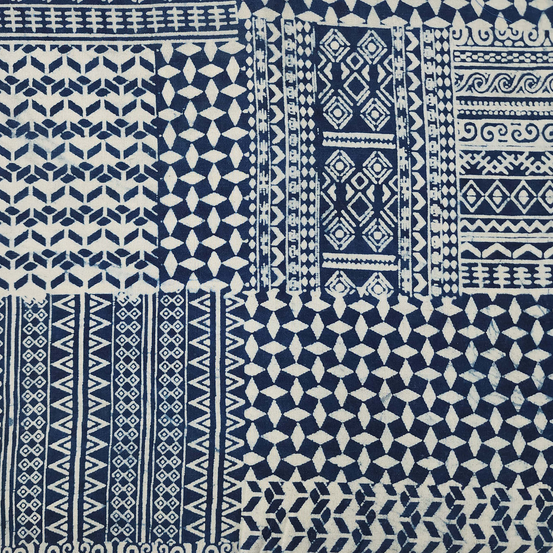 Pure Cotton Indigo Block Of Different Design Hand Block Print Fabric ...