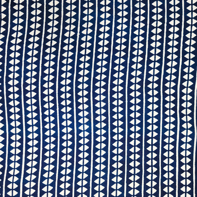 Pre-cut 1.70 meter Pure Cotton Indigo Border stripes Hand Block Print Fabric