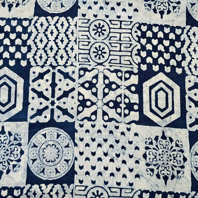 Pure Cotton Indigo Differen Design Small Block Hand Block Print Fabric