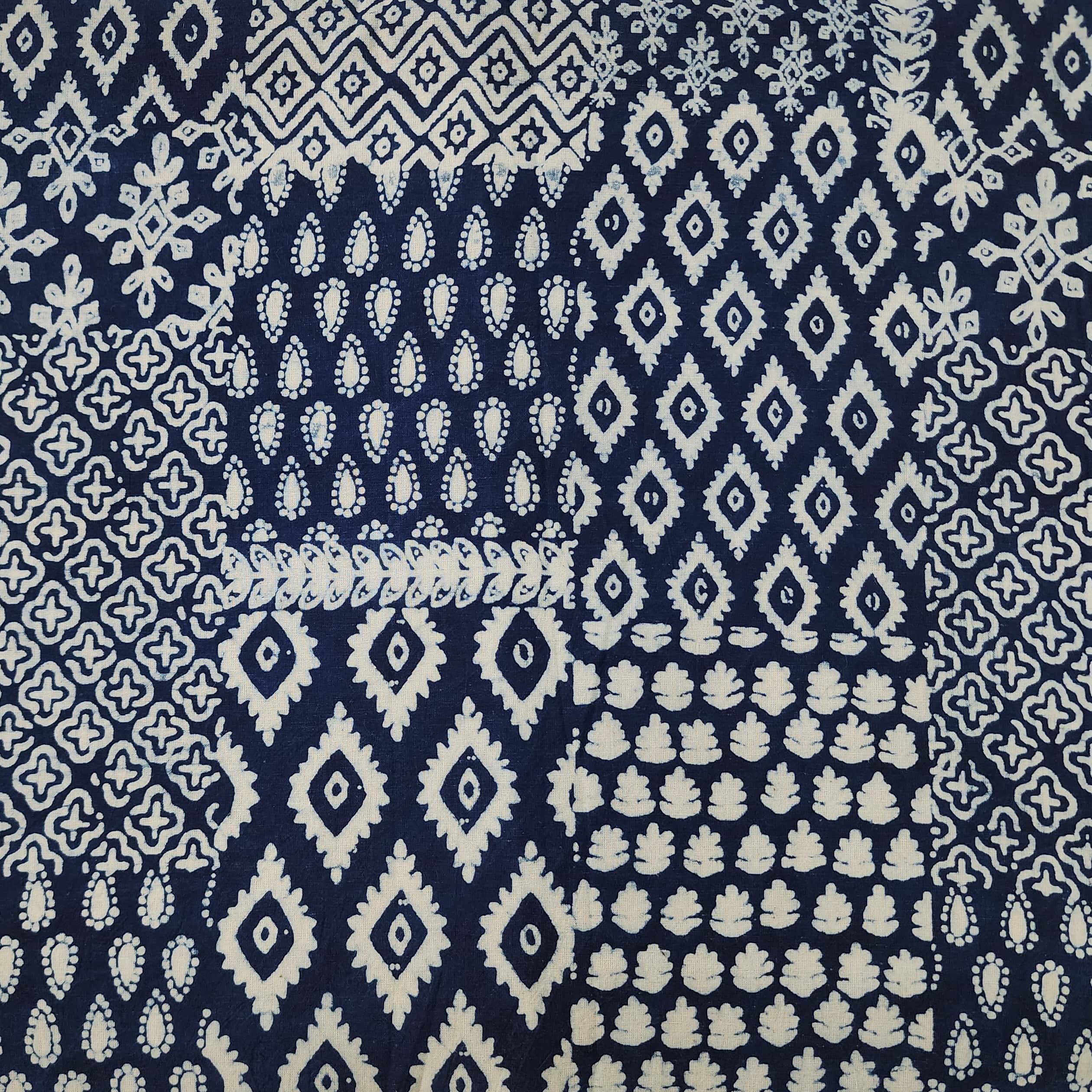 Pure Cotton Indigo Different Block Hand Block Print Fabric – Sanskruti