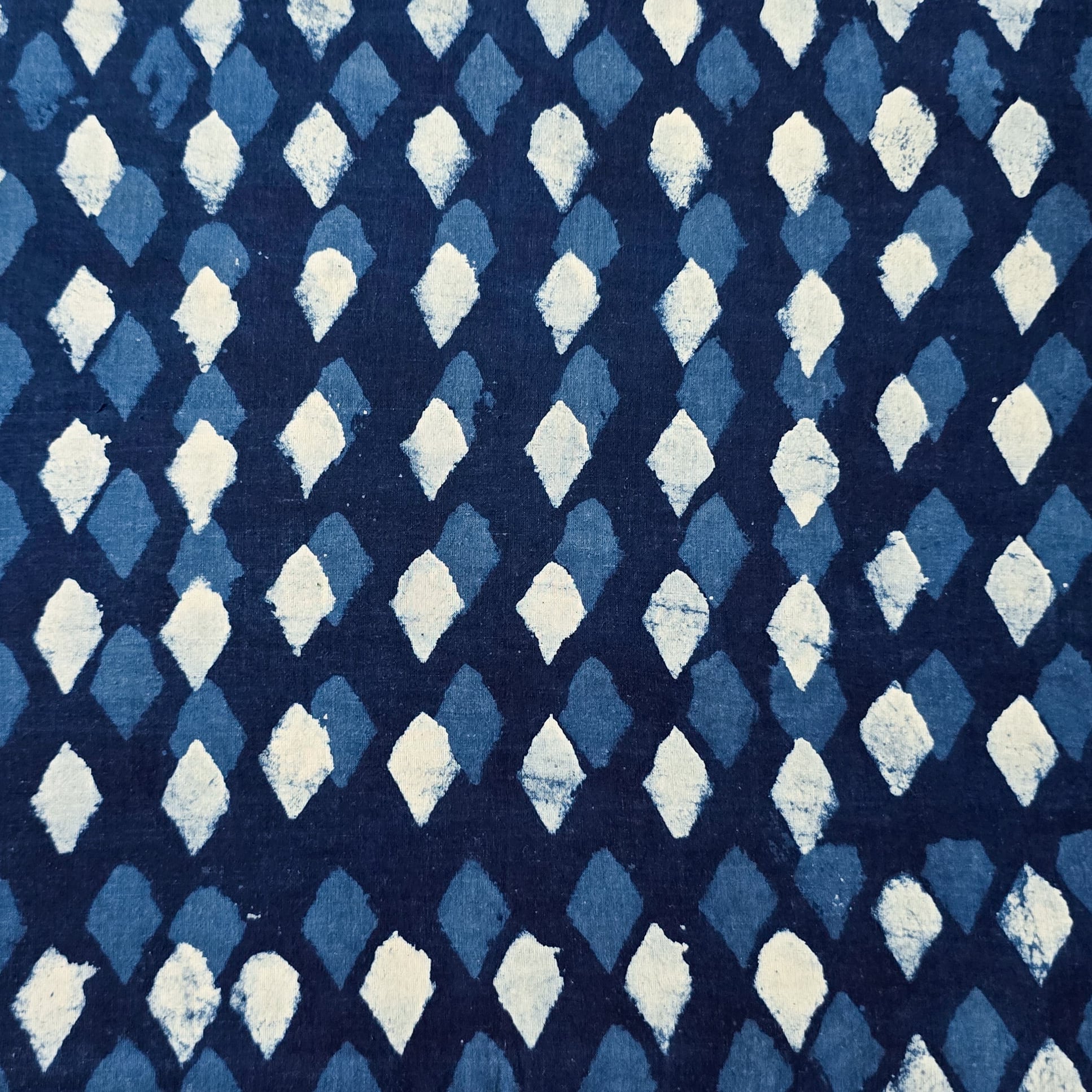 Pure Cotton Indigo Drop Of Water Motif Hand Block Print Fabric – Sanskruti