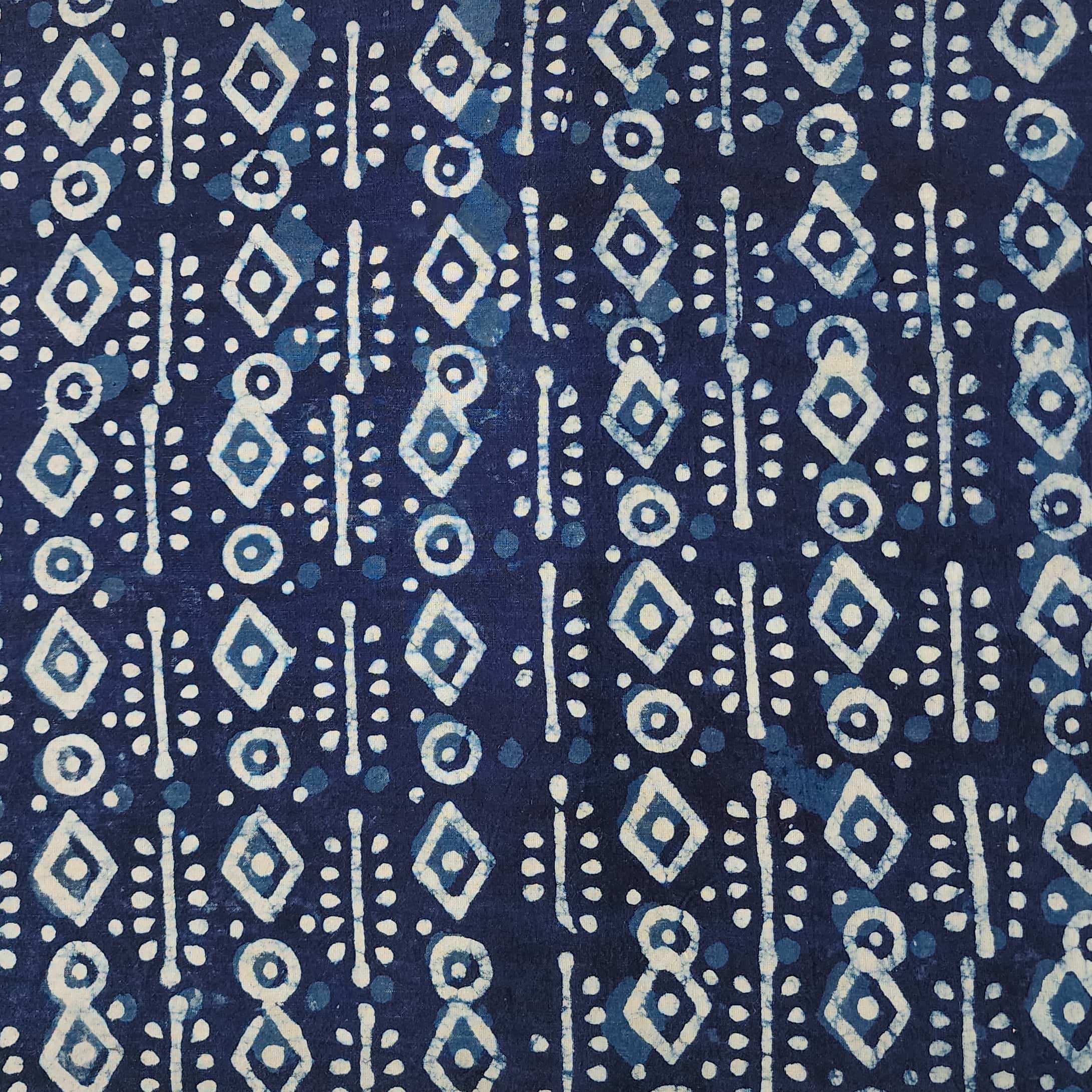 Pure Cotton Indigo Intricate Design Border Stripes Hand Block Print Fa ...