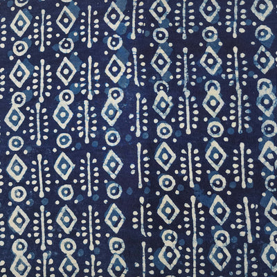Pure Cotton Indigo Intricate Design Border Stripes Hand Block Print Fabric