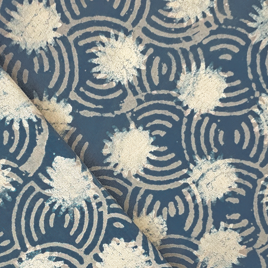 Pure Cotton Indigo Intricate Design Jaal Hand Block Print Fabric ...