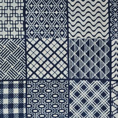 Pure Cotton Indigo Kaatha Different Block Design Hand Block Print Fabric