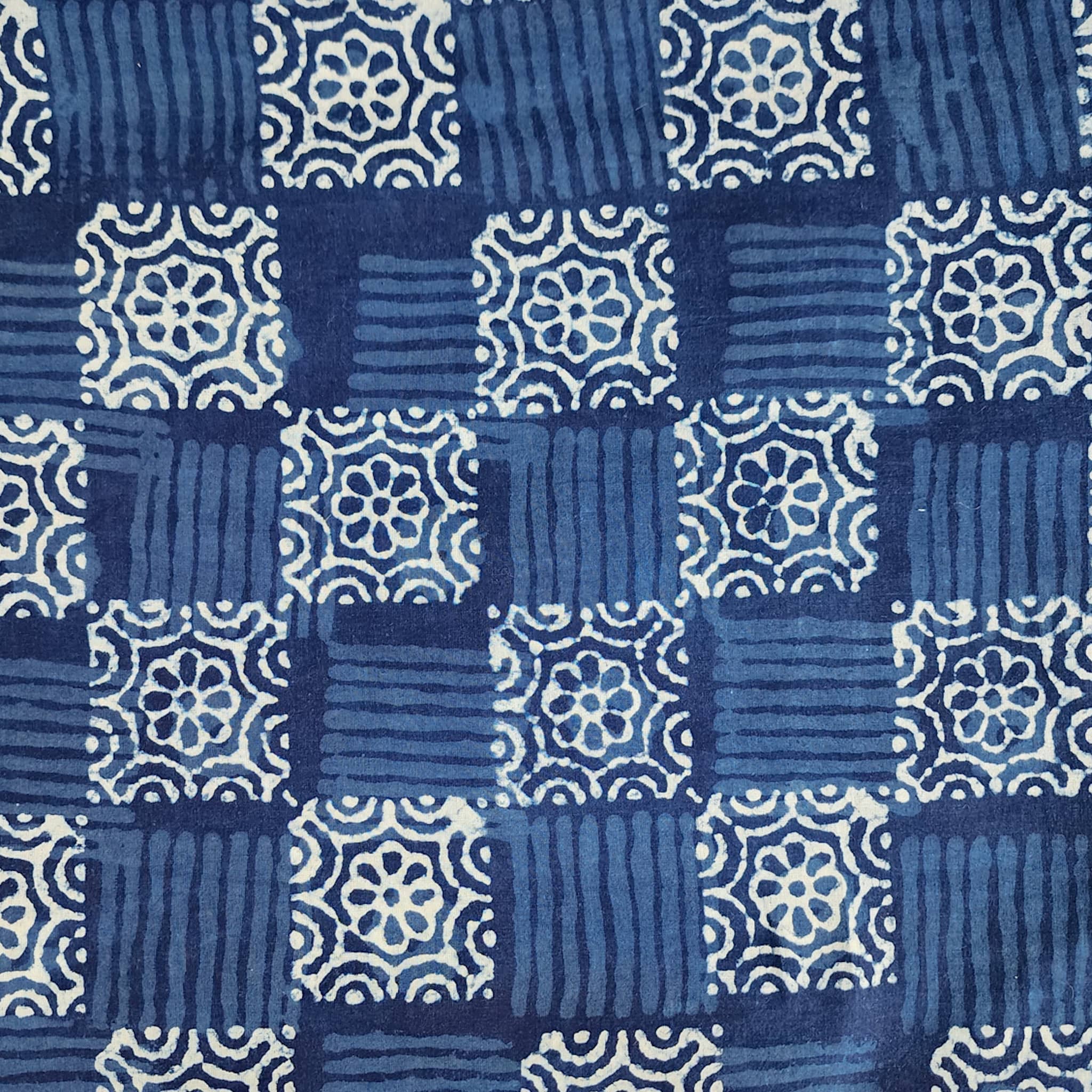Pure Cotton Indigo Light And Dark Small Block Design Hand Block Print ...