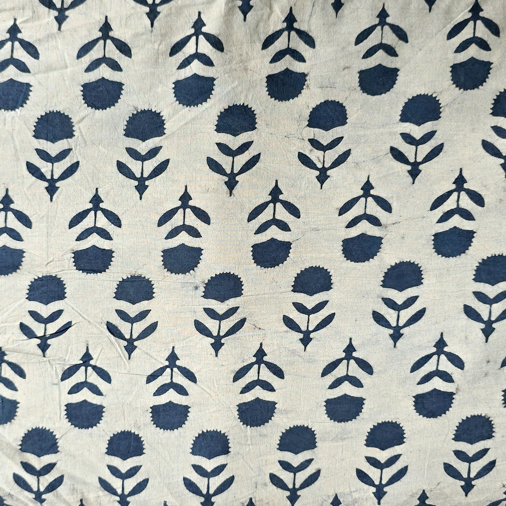Pure Cotton Indigo White With Blue Flower Up And Down Motif Hand Block ...