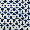Pure Cotton Indigo White With Blue Flowers Motifs Hand Block Print Fabric