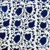 Pure Cotton Indigo White With Blue Lotus Jaal Hand Block Print Fabric