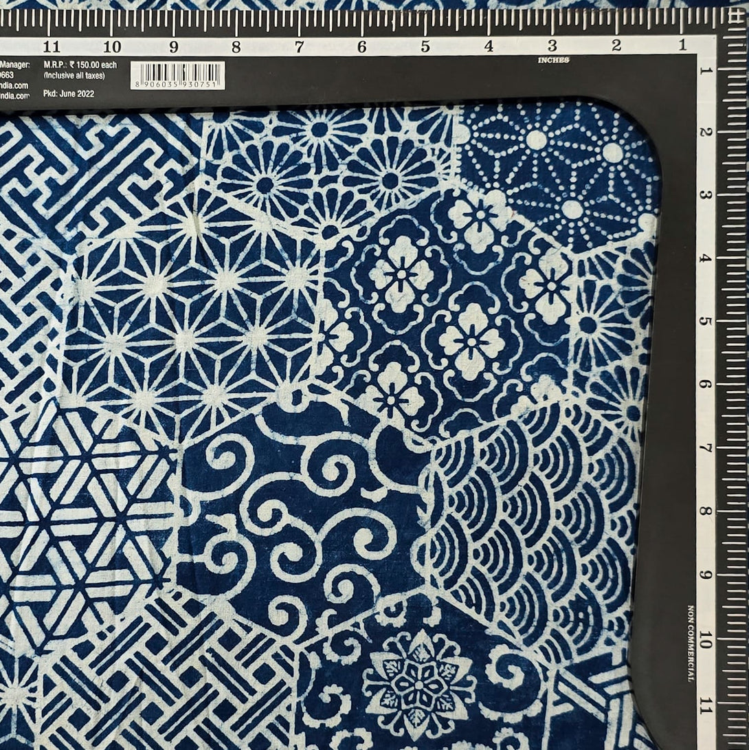 Pure Cotton Indigo With Different Patches Of Geometrical Designs Hand ...