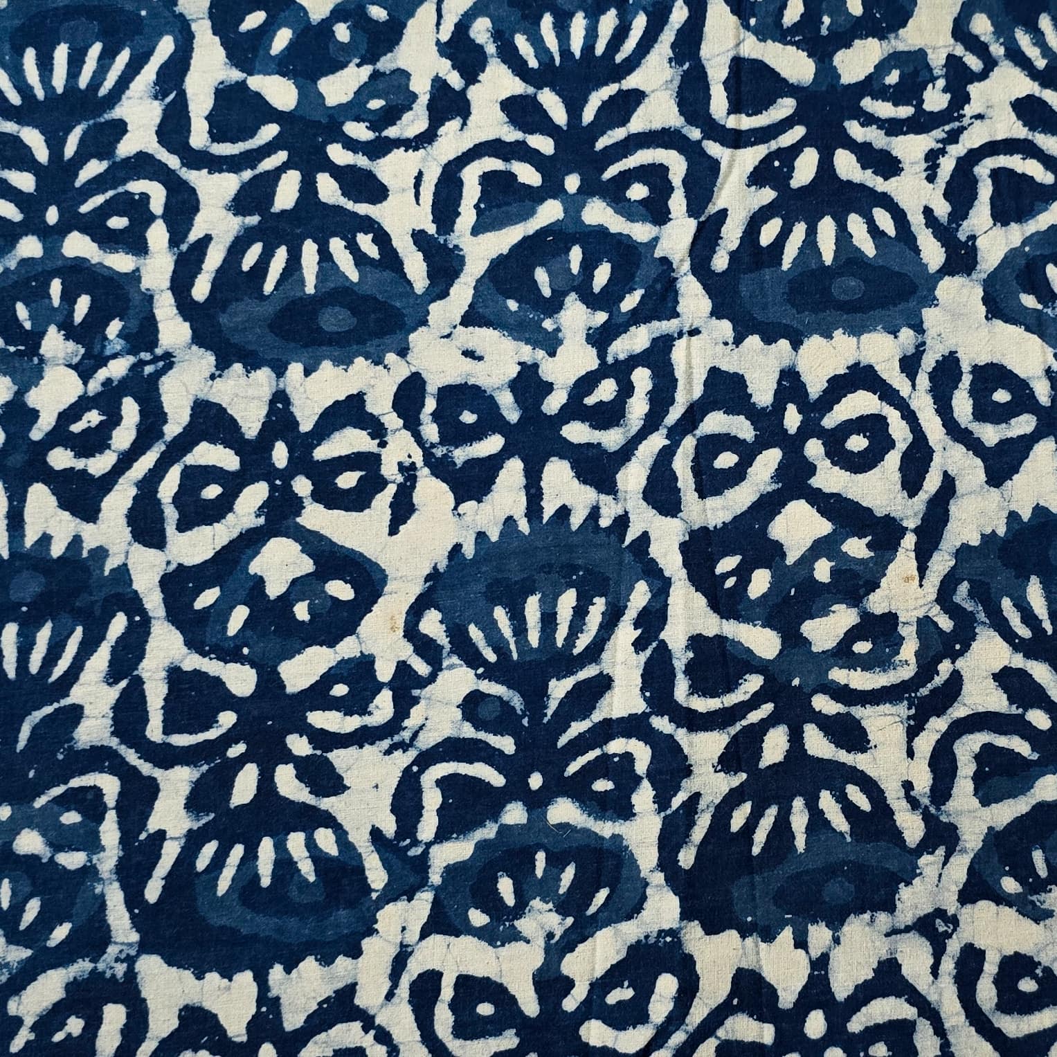 Pure Cotton Indigo With Lotus All Over Hand Block Print Fabric – Sanskruti