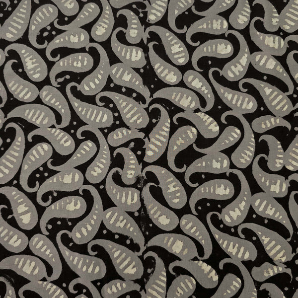 Pure Cotton Jahota Black With Grey Kairi Jaal Hand Block Print Fabric