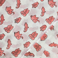 Pure Cotton Jaipuri Baby Elephant Peach Hand Block Print Fabric