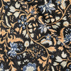 Pure Cotton Jaipuri Black With Cream And Blue Jungle Jaal Hand Block Print Fabric