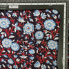 Pure Cotton Jaipuri Black With Red And Blue Jaal Hand Block Print Fabric