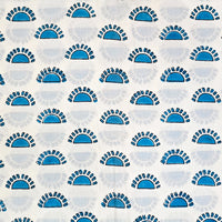 Pure Cotton Jaipuri Blue Sun Hand Block Print Fabric